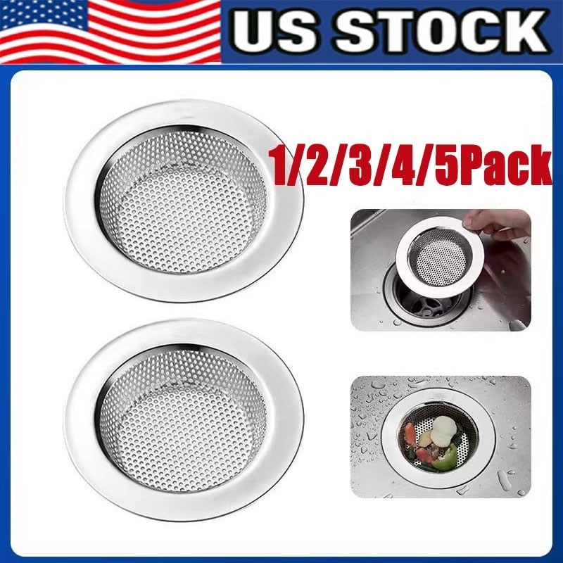 4.5" Kitchen Sink Strainer Stopper Stainless Steel Drain Basket Waste Plug