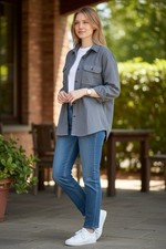 Vintage Woolrich Womens Blue Heavy Chamois Flannel Shirt Large USA Made