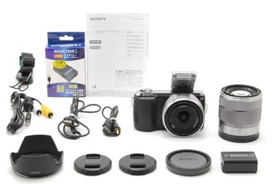 [NEAR MINT] SONY NEX-C3 Digital Camera 16.2 MP 18-55mm & 16mm Lens Set JAPAN