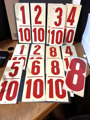 13 Vintage Gas station gas price signs , double sided 16" x 6"