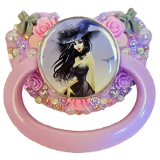 Purple Witch Flower Heart Deco Adult Pacifier Decorated Paci Stim Toy Halloween