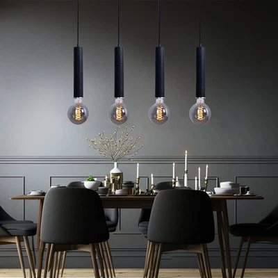 Esszimmerlampe Holzlampe Pendelleuchte Hängelampe 4 Flammig schwarz E27 L 93cm - Bild 1 von 4