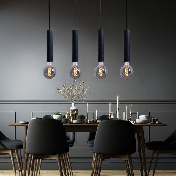 HäNgelampe Pendelleuchte Holzleuchte 4 Flammig Skandinavisch Metall E27 H 120Cm-image