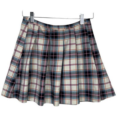 ZARA Pleated Mini Skirt Girls Size 13-14 Schoolgirl Plaid Multicolor Adjustable