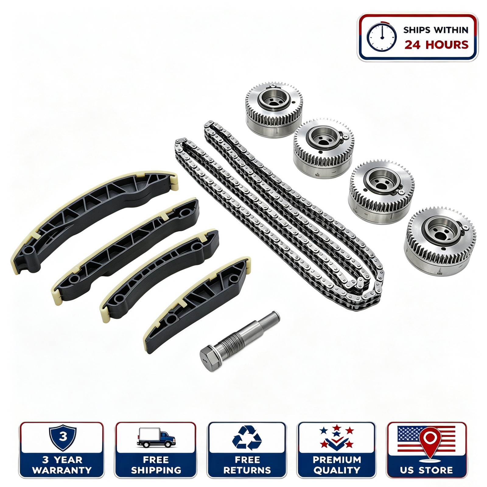 Timing Chain Kit  Camshaft Phaser For Mercedes C63 SLS E63 CLK63 S63 AMG 6.3L