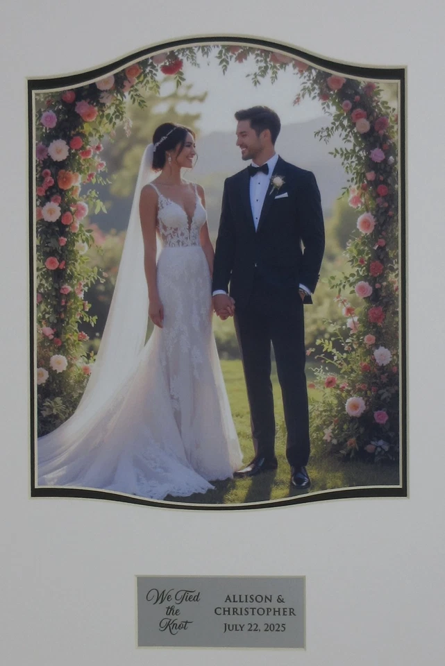 WEDDING SIGNATURE PICTURE FRAME WALL DISPLAY with PHOTO & PERSONALIZED PLATE - Image 2 of 4