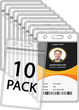 Name Badge Holders Clear Badge Sleeve Plastic Lanyard Sleeves for ID Holders 10