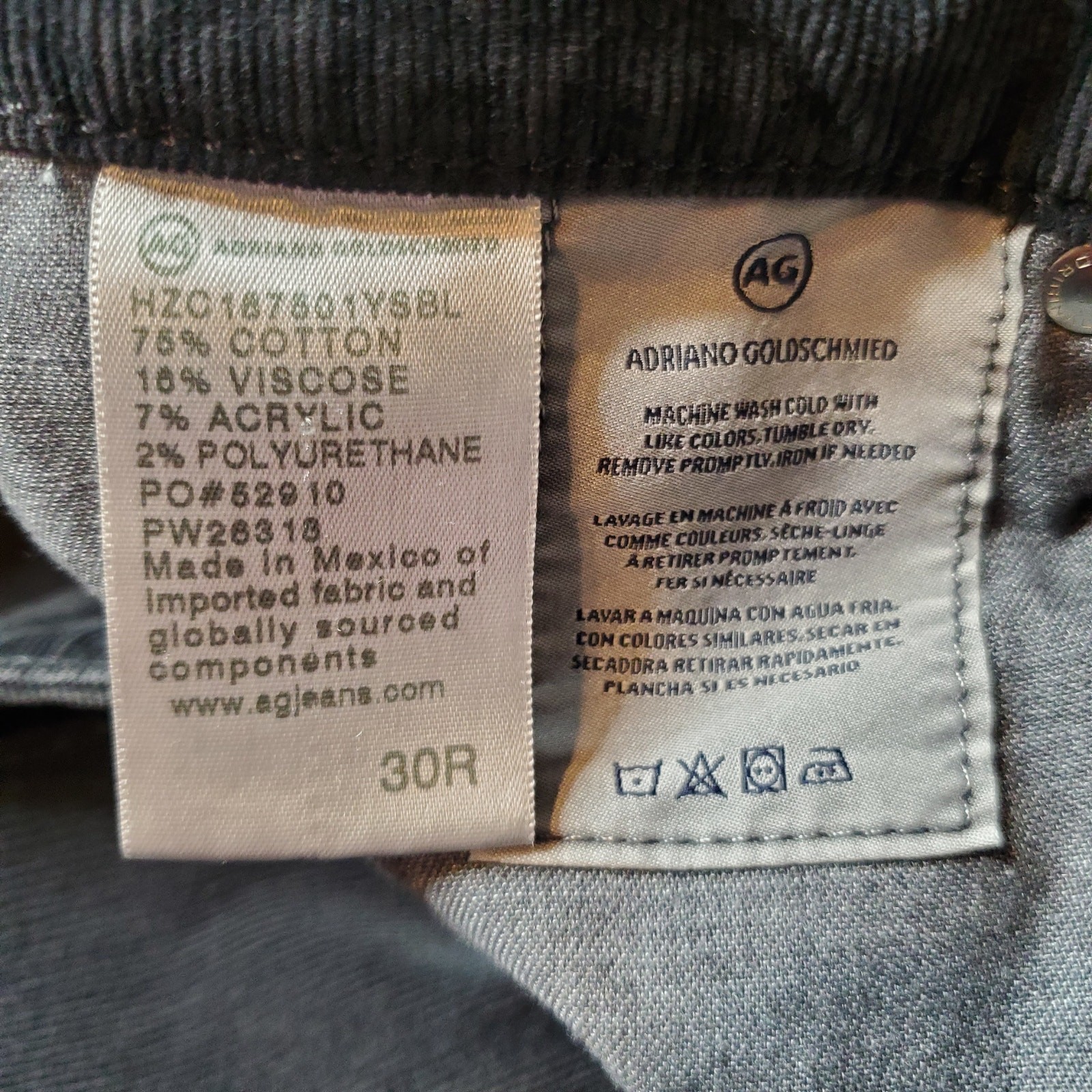 Adriano Goldschmied Womens Size 30R Mari High Rise Straight Corduroy Jean Gray thumbnail 7