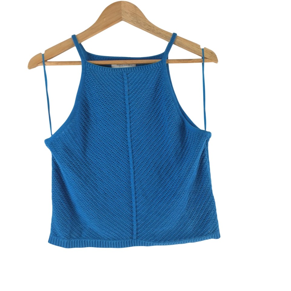 Witchery Tank Womens M Blue Knit Halter Neck Sleeveless Camisole 141127