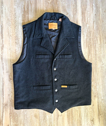 Panhandlers Powder River Outfitters Men's Black Montana Wool Western Vest XL 