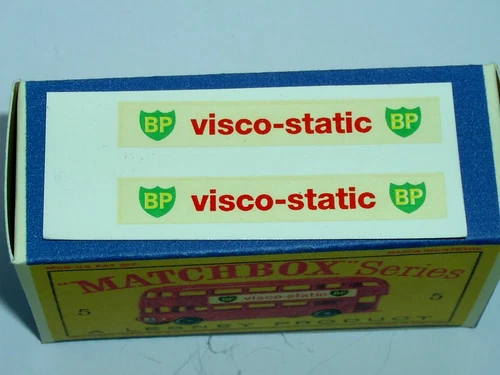 Decal set of 2 BP 'visco-static' decals for Matchbox Lesney 5c London Bus