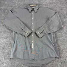Geoffrey Beene Mens Grey Wrinkle Free Button Down Dress Shirt 15 34/35 USA Made