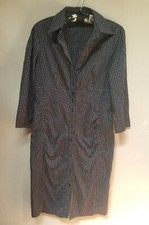 Express Design Studio Long Sleeves Button Up Dress Striped Black Casual Stretch