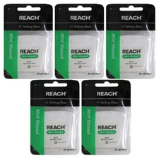 REACH Waxed Dental Floss Refreshing Mint Flavor, 55 Yards, 5 Pack