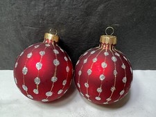 Blown Glass Ball Christmas Ornament Red Silver Gold Glitter