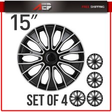 Black Silver 15 Inch 4pcs Wheel Covers Kit  Wheel Trim For All Makes Models