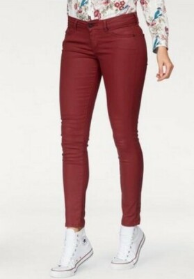 Pepe Jeans Skinny Pixie Mid Waist Rot W25-W34 L32 Damen Stretch Röhre Slim Pants