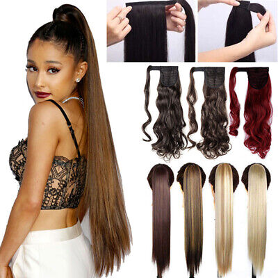 100% Real Thick Clip On Ponytail Hair Peies Hair Extensions 26" Long Straight K2 | eBay