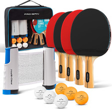 All-n-One Ping Pong Set-Retractable Ping Pong Net- Any Table 72",Paddles & Balls
