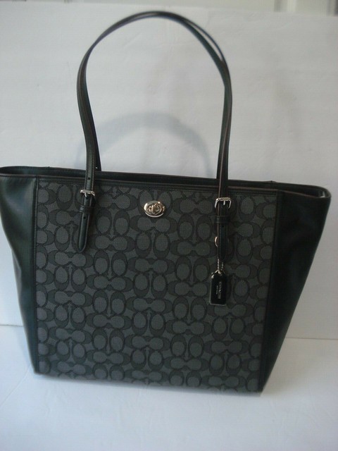 coach women's turnlock tote handbolsa black