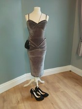 Vintage Inspired Dress Grey Velour 1940s/50s/60s Size 8 Cocktail Retro Party
