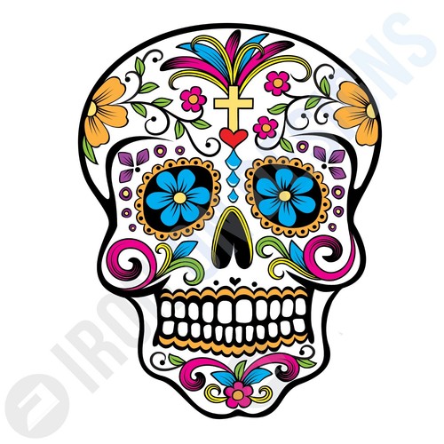HALLOWEEN SUGAR SKULL - IRON ON TSHIRT TRANSFERS- A6 A5 A4 - Picture 3 of 5