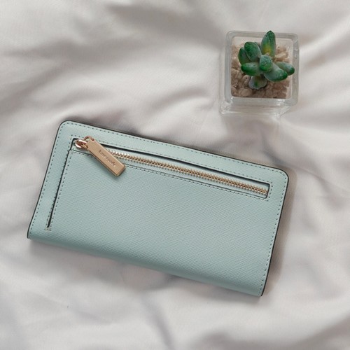 NEW Kate Spade Madison Large Slim Bifold Wallet Blue Glow KI366 $179 - Picture 2 of 3