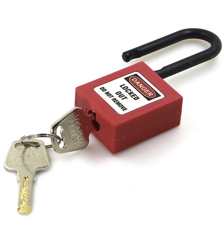 38mm Nylon Lockout Tagout Lock Isolation Safety Padlock Outdoor Red With 2 Keys