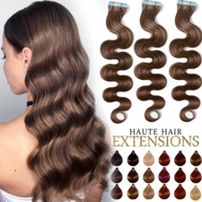 Wavy Tape In 100% Remy Russian Human Hair Extension Seamless Skin Weft Body Wave