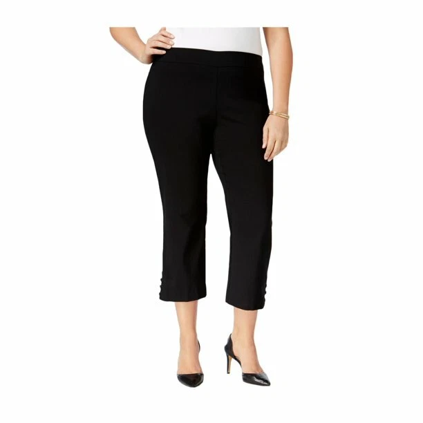 NWT Womens Plus Size 3X JM Collection Black Lattice Trimmed Capri