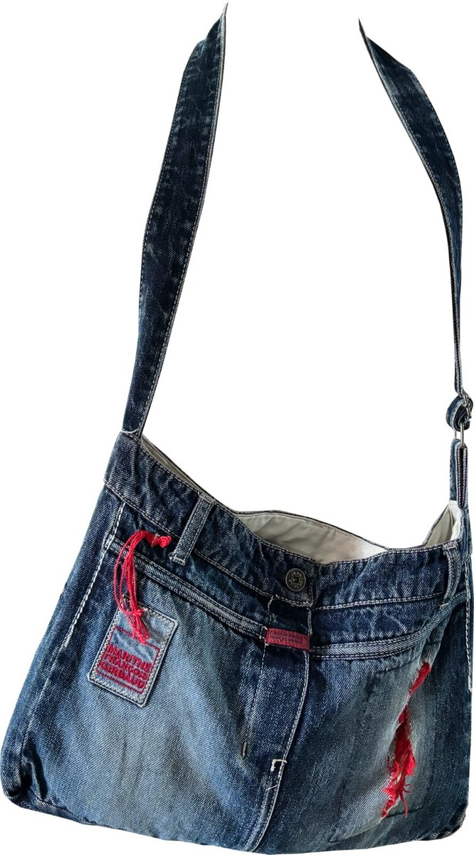 Sac En Jean Girbaud Streetwear Avec Impressions Artistiques - Occasion, Style Sac De Jour Porté épaule