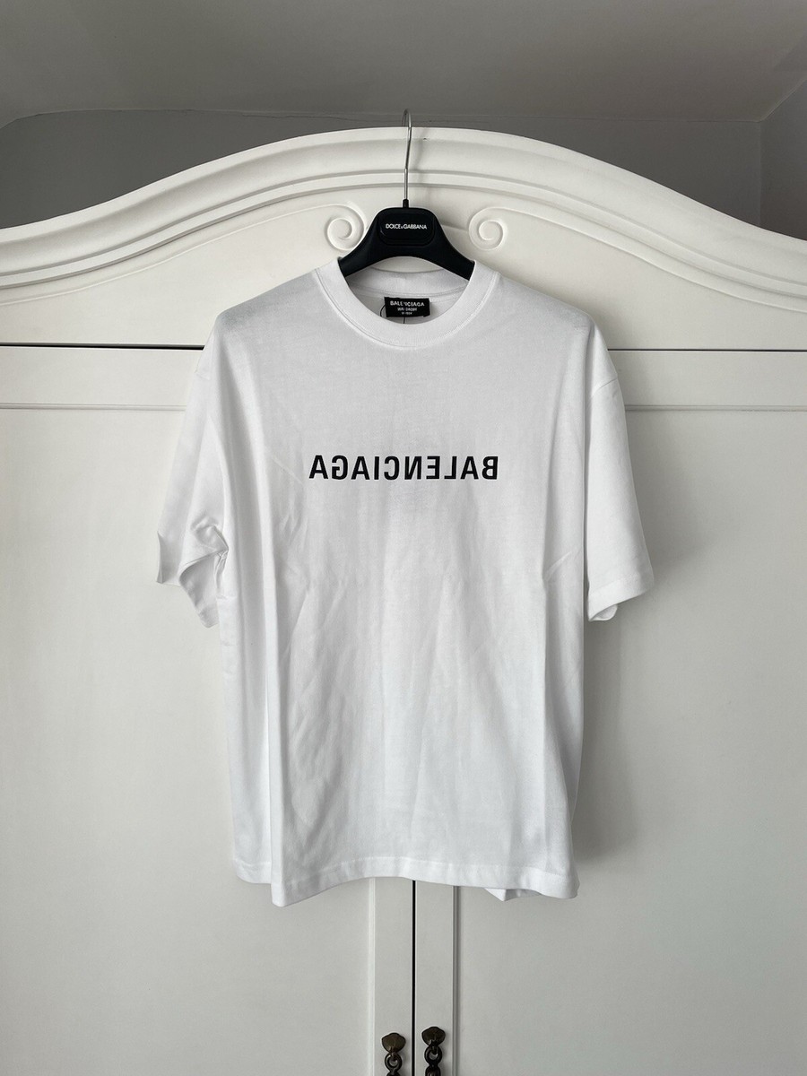 BALENCIAGA Designer Unisex Oversized White & Black Branded T-shirt