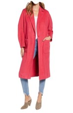 Leith Oversized Overcoat Jacket Women Size Small Salmon Pink Barbiecore