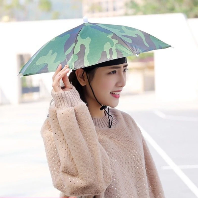 Waterproof Rain Umbrella Hat Foldable Small Fishing Anti-Sun Head Cap  Portable