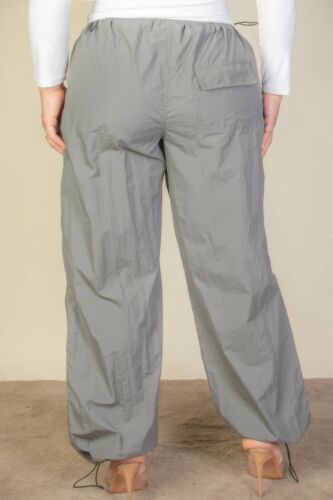 Women's Plus Size Drawstring Waist Parachute Pants Elasticated Pockets Trousers - Picture 13 of 22