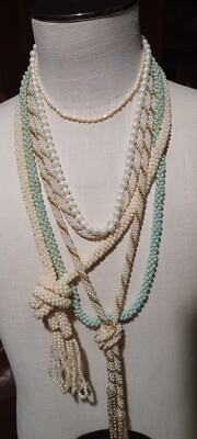 Vintage Costume Jewelry Lot, Pearl Necklaces  - AS IS -. [Estate Sale Find] 