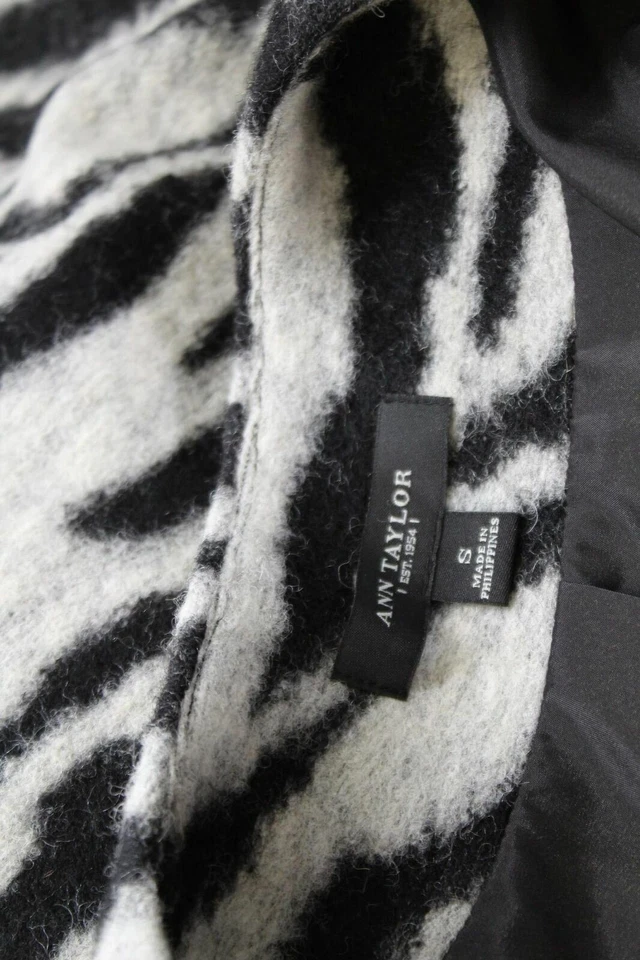 Chaqueta Blazer Ann Taylor Gris Negro Estampado Cebra Mezcla Lana Talla S  Foto 2 de 4
