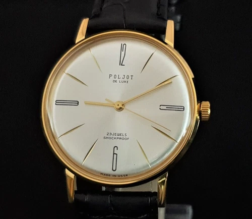 Vintage Watch USSR Poljot De LUXE Ultra SLIM 2209 Soviet Wristwatch 23 Jewels