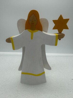 Vintage Kinderkram Ostheimer German Handcrafted Wood Angel Toy Christmas