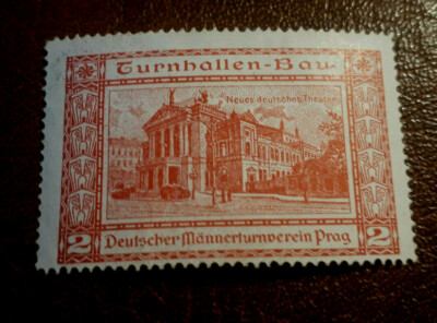 Stamp/Advertising Gyms - Construction, German Men's Gymnastics Club Prague, Red