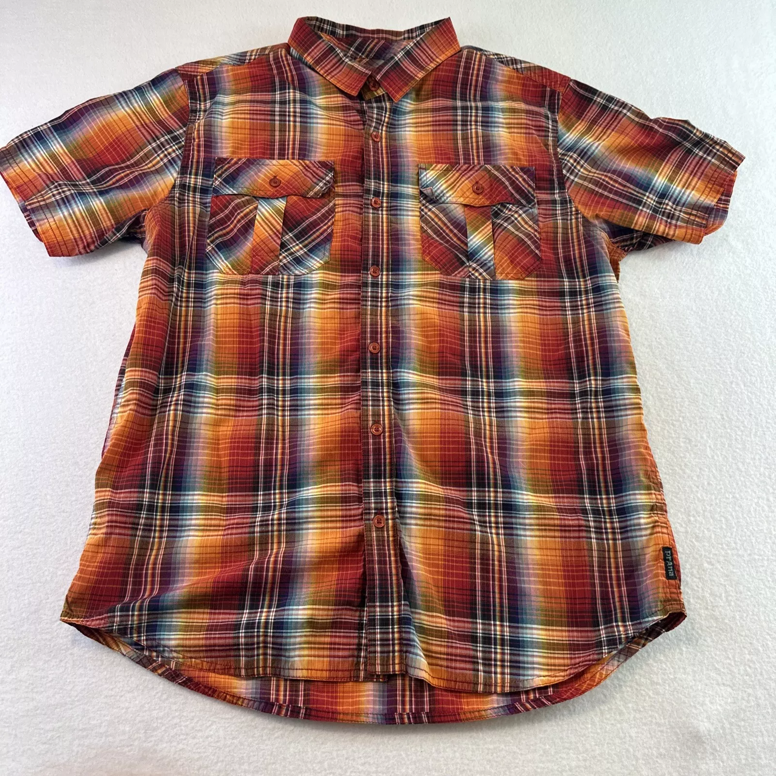 prana plaid short sleeve multicolor shirt