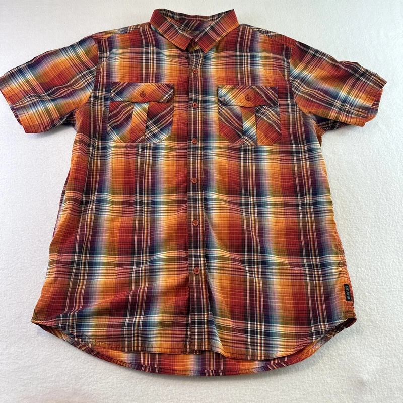 prana plaid short sleeve multicolor shirt
