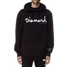 Diamond Supply Co. OG SCRIPT HOODIE Black White Grey Pullover Men's Sweatshirt