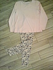 MIX  MATCH Pink/Gray Long Sleeve Cotton Knit 2pc Pajama Set  Size L