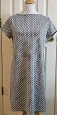 ANN TAYLOR LOFT Short Sleeve Sheath Career Dress Gray White Geometric Size M