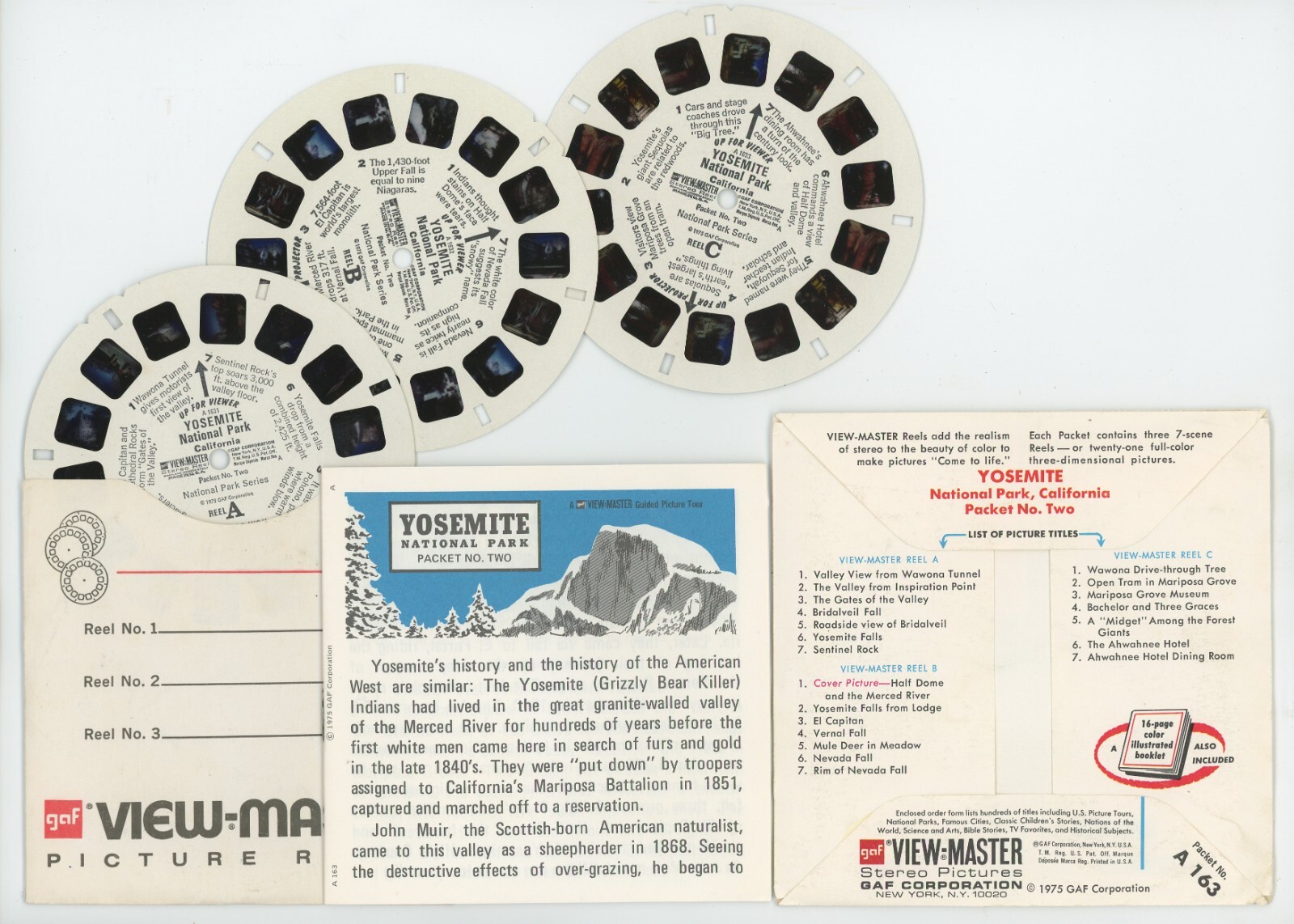 View Master Packet Yosemite National Park No. 2 California GAF View-Master Packet A-163 ...