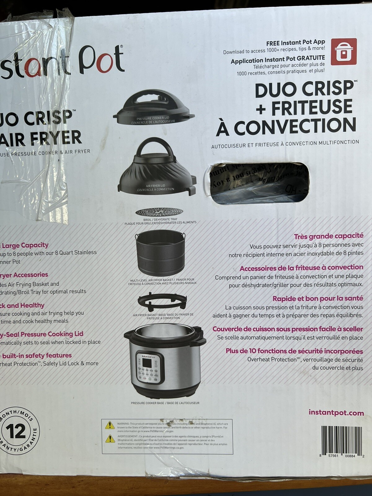 Instant Pot Duo Crisp XL 8Qt 11-in-1 Air Fryer & Electric Pressure Cooker Combo