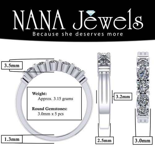 5 Stone Shared Prong Ring Pure Brilliance Zirconia Sterling Silver or 10K Gold - Picture 4 of 22