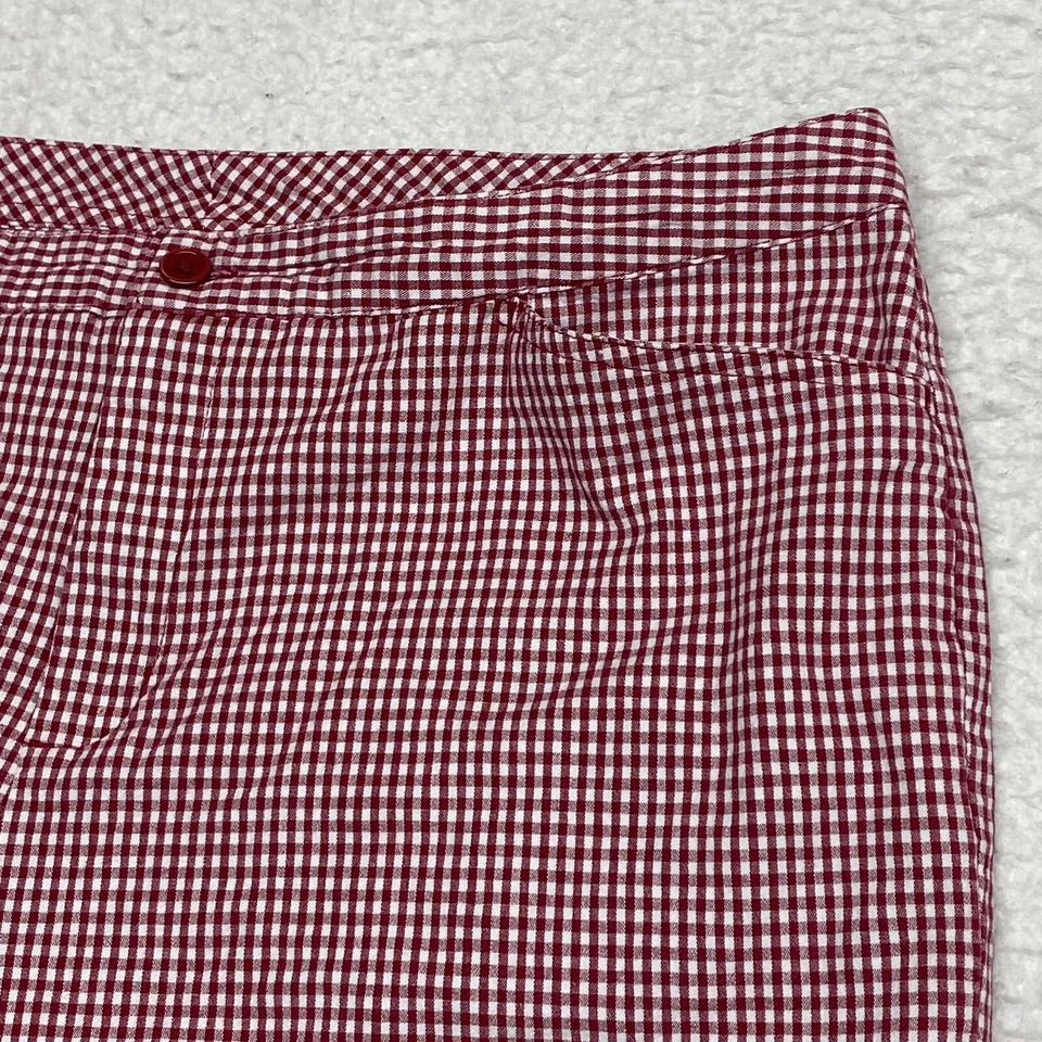 Pantalones capri Sonoma Life Style para mujer 14 rojos y blancos a cuadros de guinga de algodón elástico Foto 3 de 4