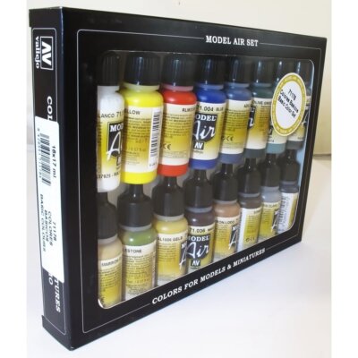 Basic Colors Acrylic 16 Airbrush Paint Set For Model & Hobby 71178 Black 0.57 F